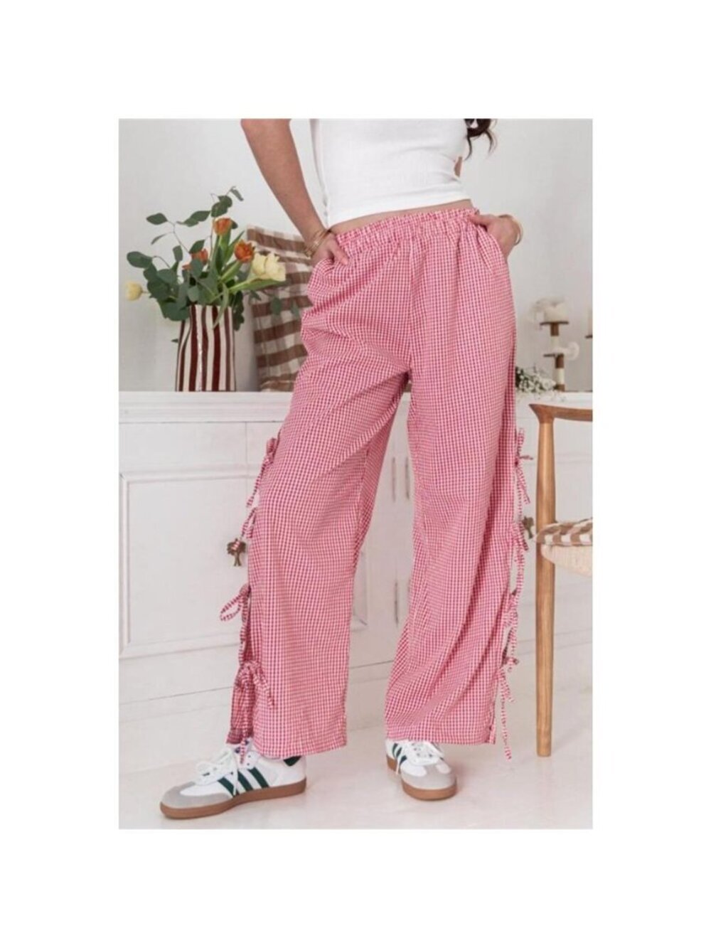 Side Tied Pants with Pockets
